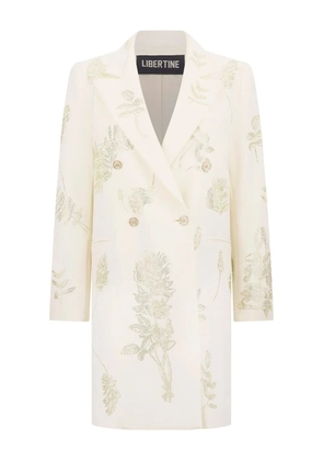 Libertine floral-pattern double-breasted coat - White