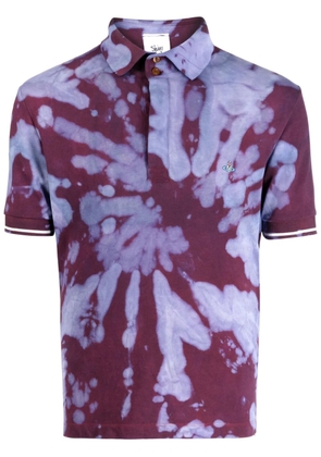 Stain Shade tie-die print cotton polo shirt - Purple