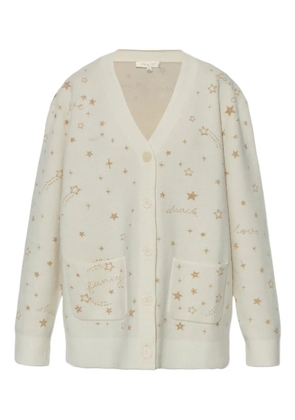 LoveShackFancy star-embellished patch-pocket cardigan - Neutrals