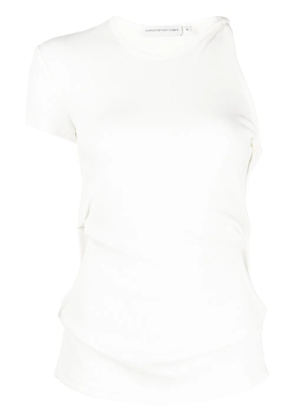 Christopher Esber twist-detail asymmetric ribbed T-shirt - White