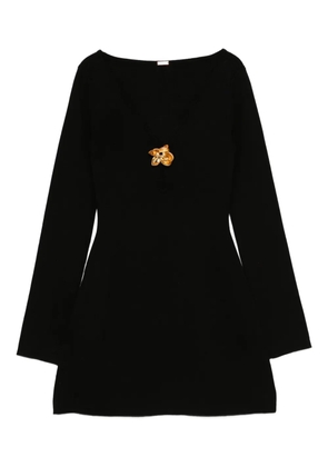 Cult Gaia flower-embellished long-sleeve mini dress - Black