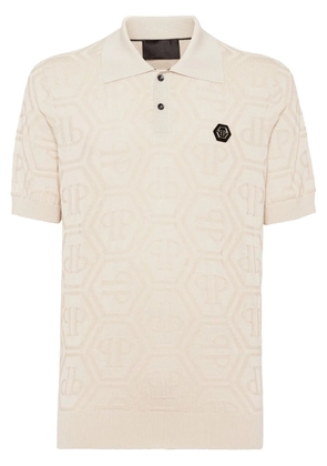 Philipp Plein jacquard monogram polo shirt - Neutrals