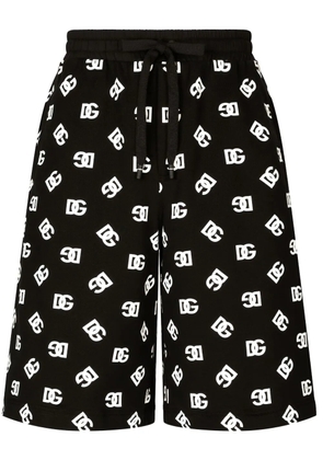 Dolce & Gabbana logo-print cotton track shorts - Black