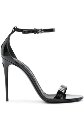 Dolce & Gabbana logo-plaque patent sandals - Black