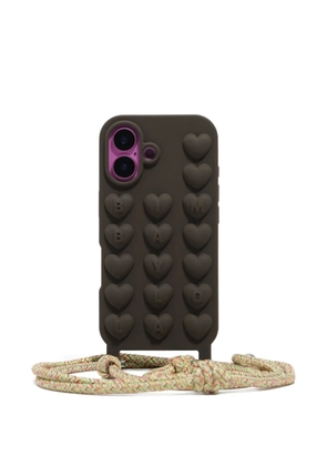 Bimba y Lola heart-embellished iPhone 16 phone case - Brown