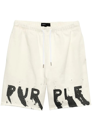 Purple Brand logo-print cotton shorts - White