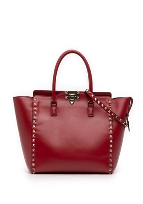 Valentino Garavani Pre-Owned 2000-2017 Medium Leather Rockstud Double Handle Tote satchel - Red