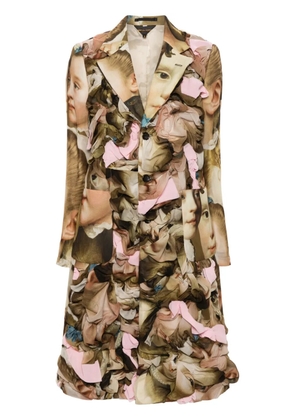 Comme Des Garçons renaissance-print ruched midi coat - Green