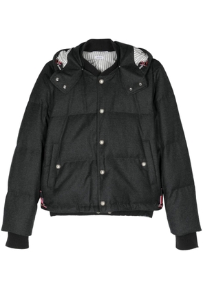 Thom Browne hooded flannel down jacket - Grey