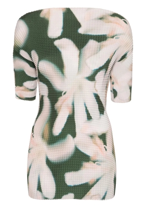 Del Core floral-print plissé T-shirt - Neutrals