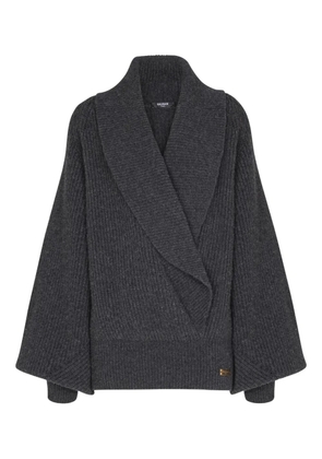 Balmain wrap-effect ribbed jumper - Grey
