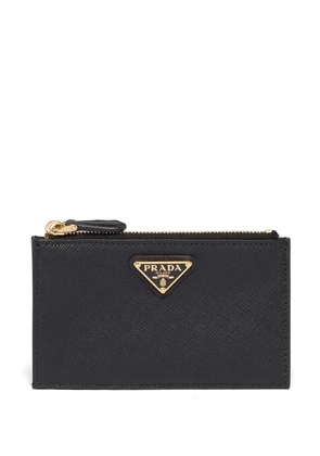 Prada leather logo-plaque card holder - Black
