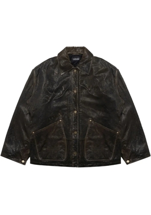 Mainless scratched leather jacket - Green