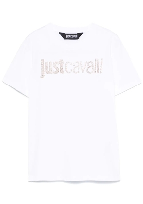 Just Cavalli rhinestone-logo T-shirt - White