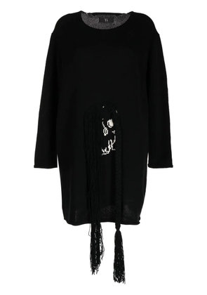 Y's oversized intarsia-knit skeleton jumper - Black