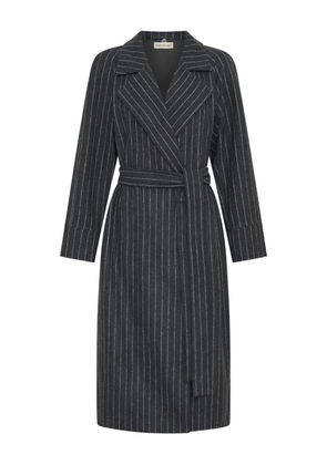 Nicholas Candice pinstripe belted coat - Grey