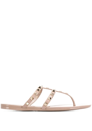 Valentino Garavani Rockstud flat sandals - Neutrals
