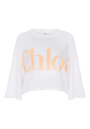 Chloé cropped cotton t-shirt - White