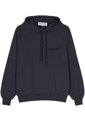Sunnei logo-embroidered cotton hoodie - Blue