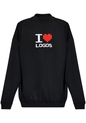 VETEMENTS slogan-intarsia sweater - Black