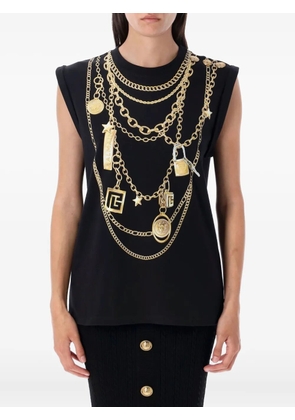 Balmain chain-print tank top - Black
