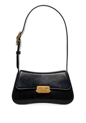 Emporio Armani logo-engraved shoulder bag - Black