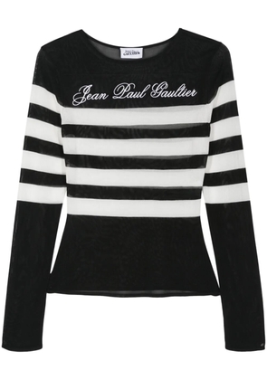 Jean Paul Gaultier logo-embroidered striped jumper - Black