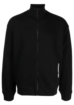 Karl Lagerfeld logo-print zip-up cotton sweatshirt - Black