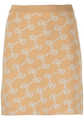 Rokh monogram pattern knitted skirt - Neutrals