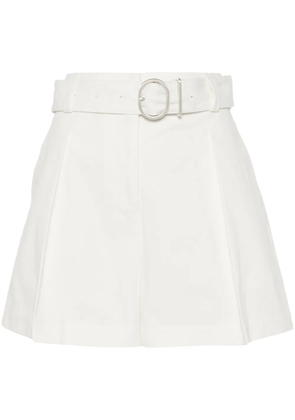 Jil Sander pleat-detail belted cotton shorts - White