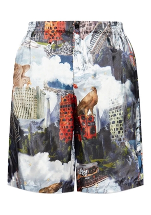 Off-White graphic-print drawstring shorts - Blue