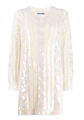 Moschino sequinned cable knit dress - White