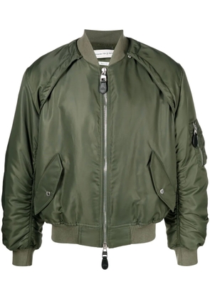 Alexander McQueen detachable-sleeve ruched bomber jacket - Green
