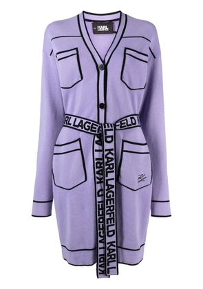 Karl Lagerfeld contrasting trim belted cardi-coat - Purple