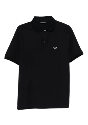 Emporio Armani logo-embroidered polo shirt - Black