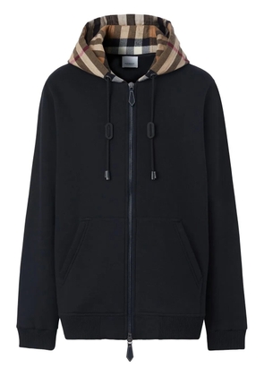 Burberry check-pattern zip-up hoodie - Black