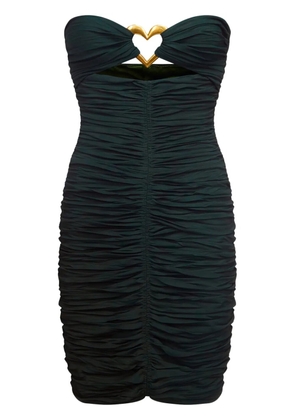 AREA heart-ring ruched mini dress - Green