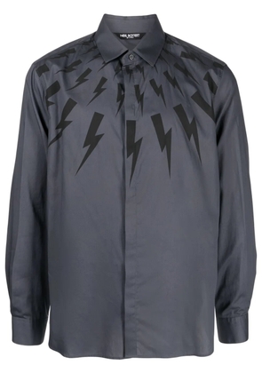 Neil Barrett Thunderbolt-print cotton shirt - Blue