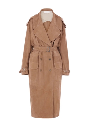 Niccolò Pasqualetti chain-detailed suede trench coat - Brown