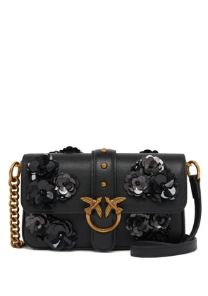 PINKO flower-embellished leather bag - Black
