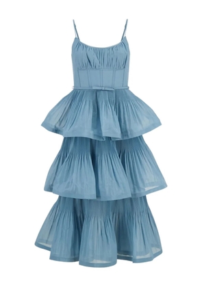 ZIMMERMANN pleated tiered midi dress - Blue