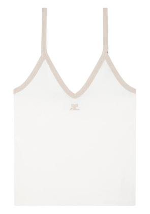 Courrèges contrast-trim cotton tank top - White