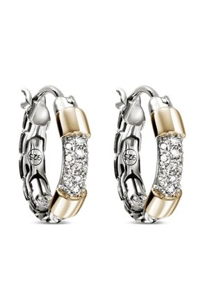 John Hardy 14K yellow gold and sterling silver chain-link white diamond hoop earrings