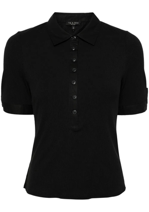 rag & bone ribbed cotton-modal blend polo shirt - Black
