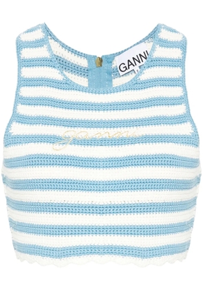 GANNI striped organic cotton tank top - Blue