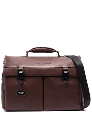 PIQUADRO embossed-logo detail shoulder bag - Brown