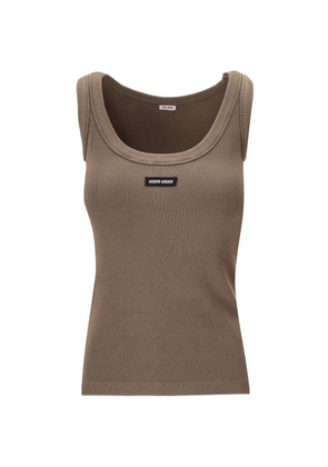 Miu Miu ribbed logo tank top - Brown