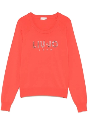 LIU JO logo-rhinestone sweater - Orange