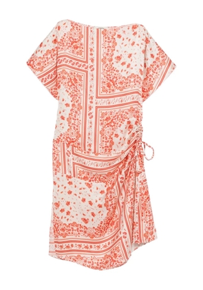 FENDI patterned-jacquard drawstring midi dress - Neutrals