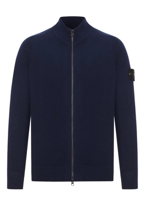 Stone Island 5100044 zip-neck wool cardigan - Blue
